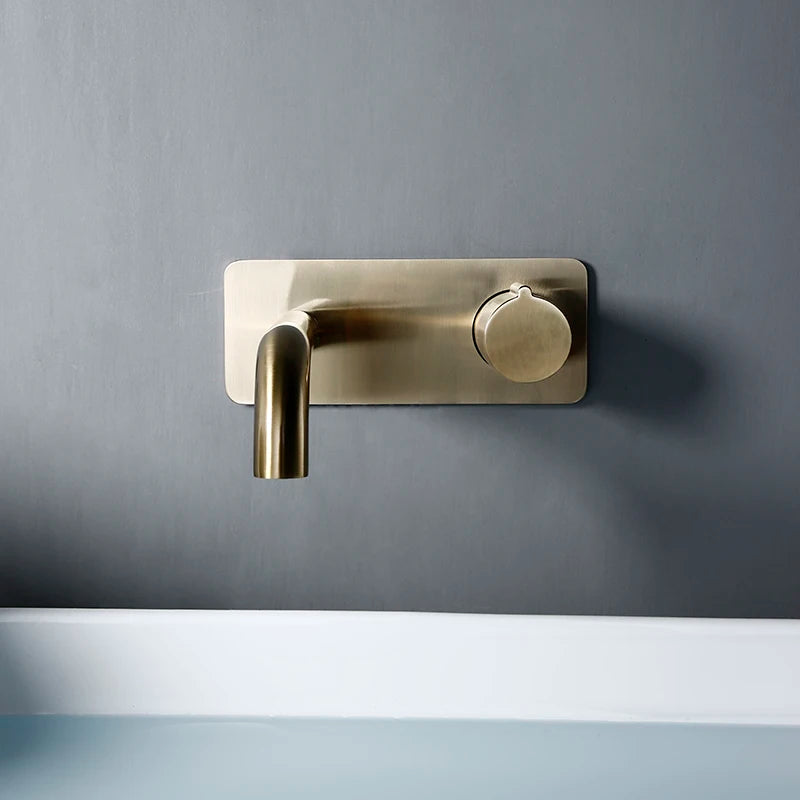 Grifo de Pared para Lavabo en Oro Cepillado