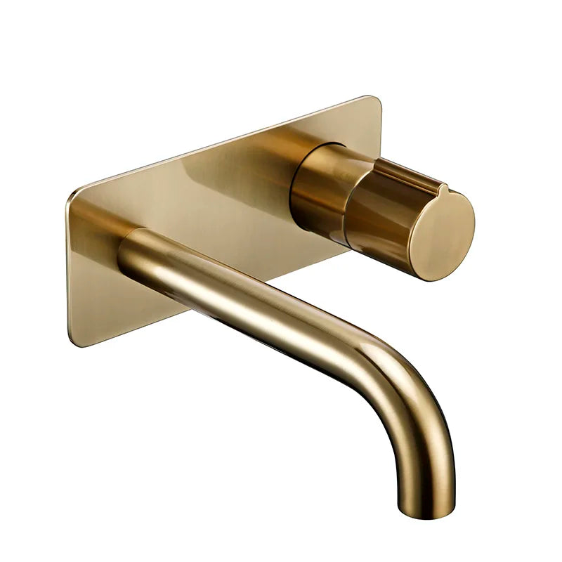 Grifo de Pared para Lavabo en Oro Cepillado