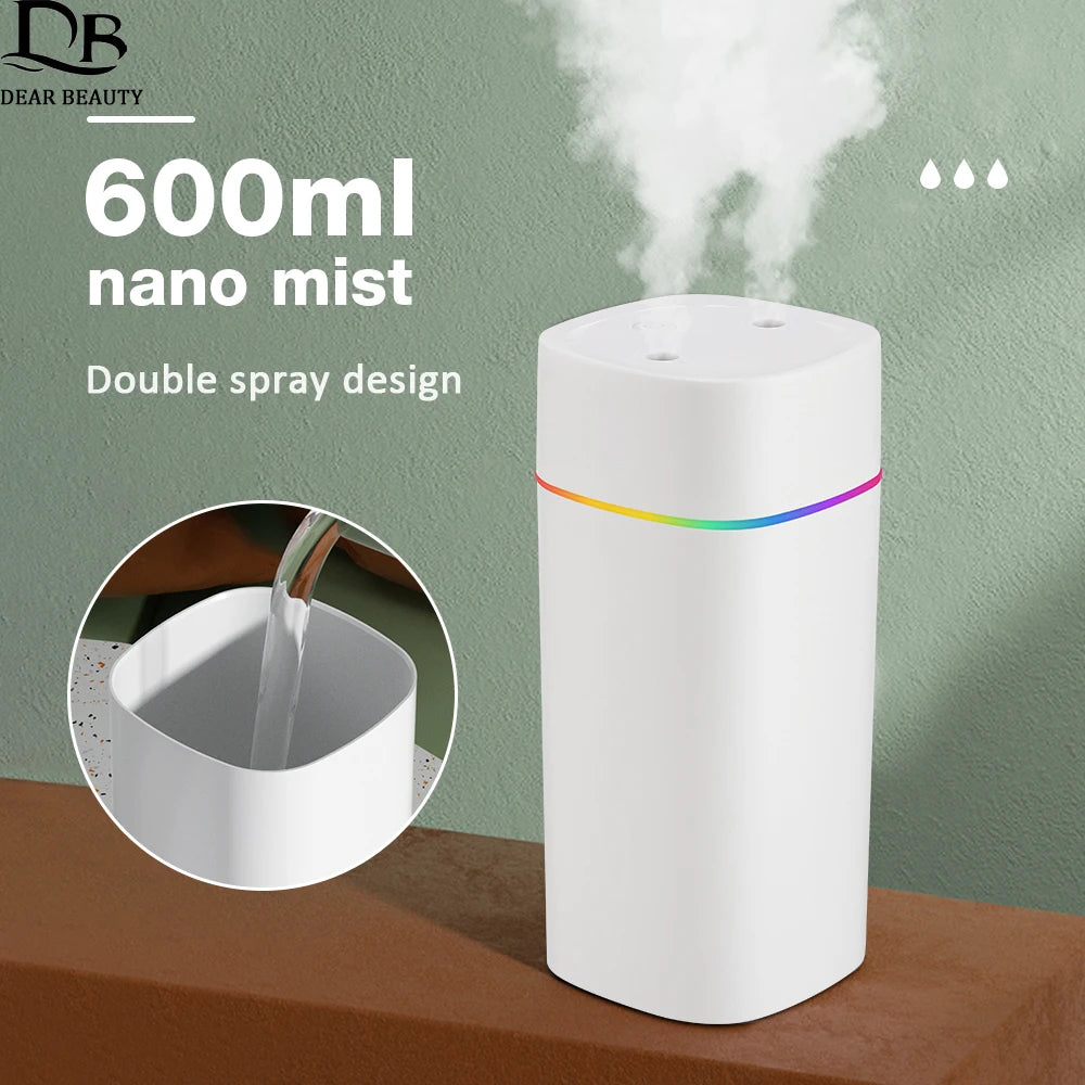 Humidificador Ultrasónico 600ml con Luz LED