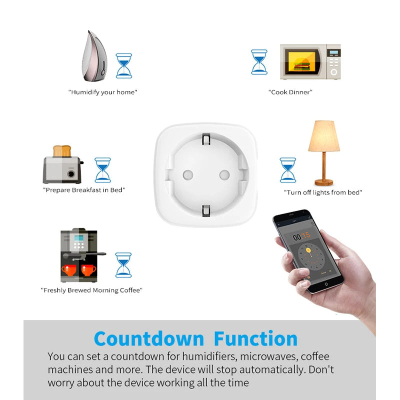 Enchufe Inteligente WiFi 16A/20A EU Smart Socket con Tuya