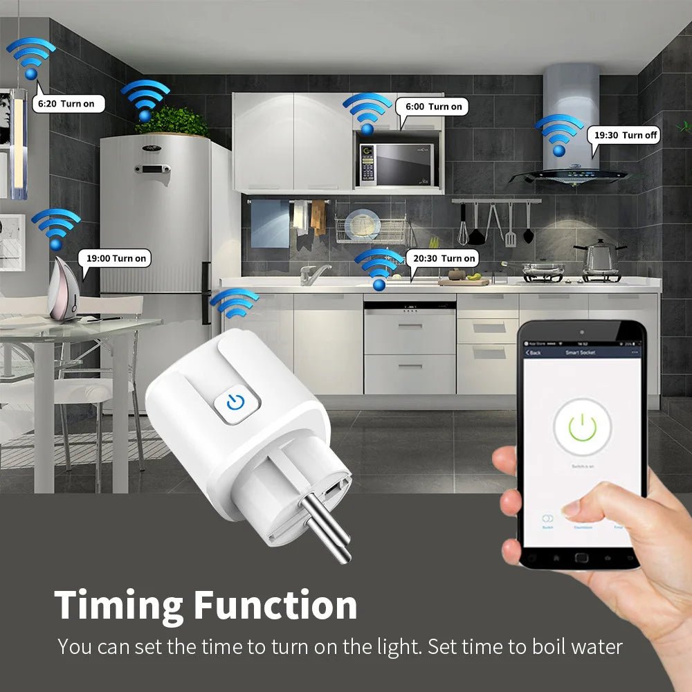 Enchufe Inteligente WiFi 16A/20A EU Smart Socket con Tuya