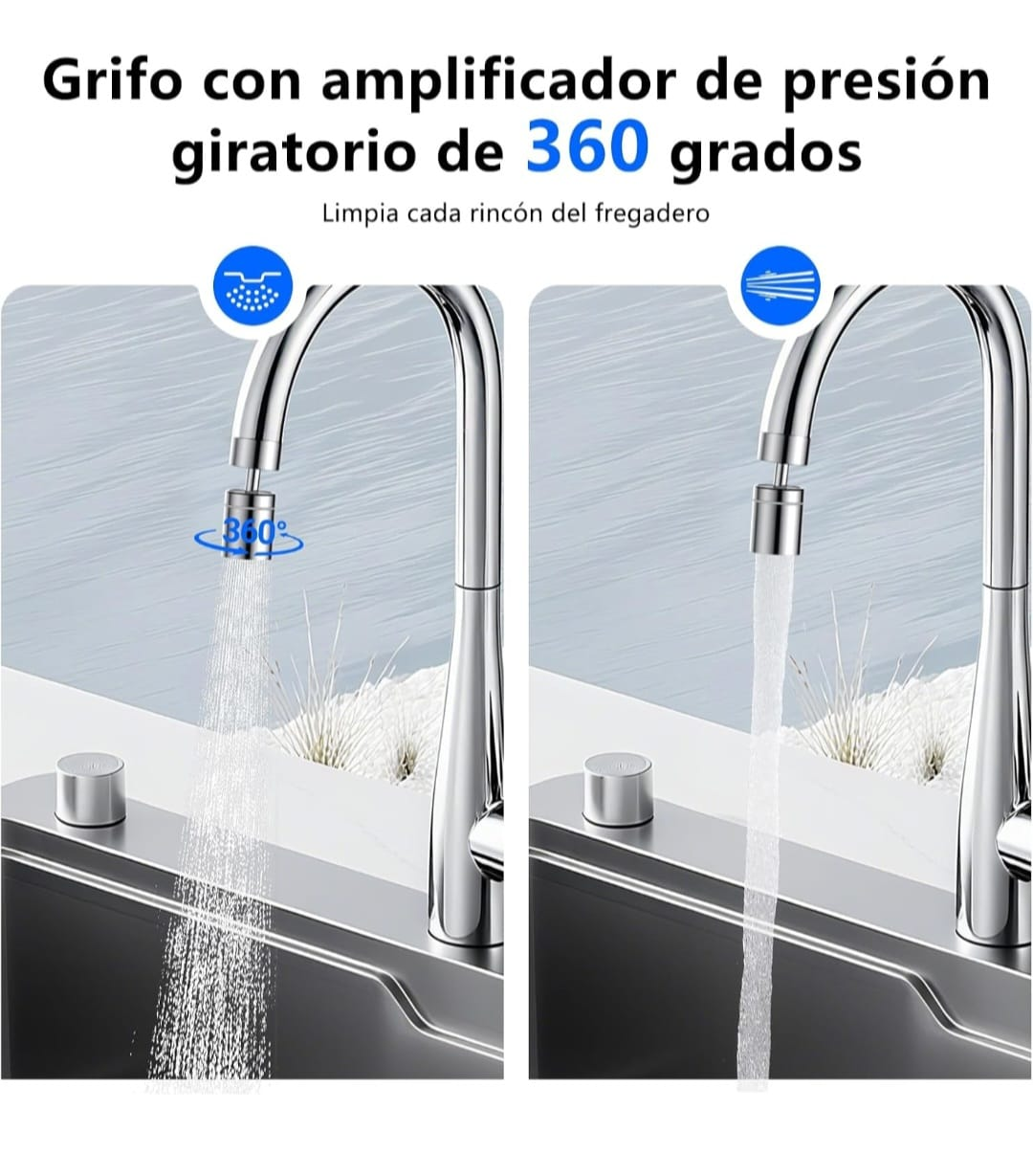 Aireador giratorio 360° - dos modos de chorro