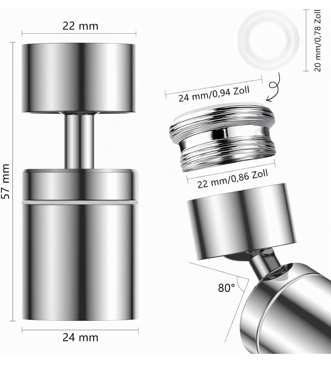 Aireador de grifo - dimensiones y medidas